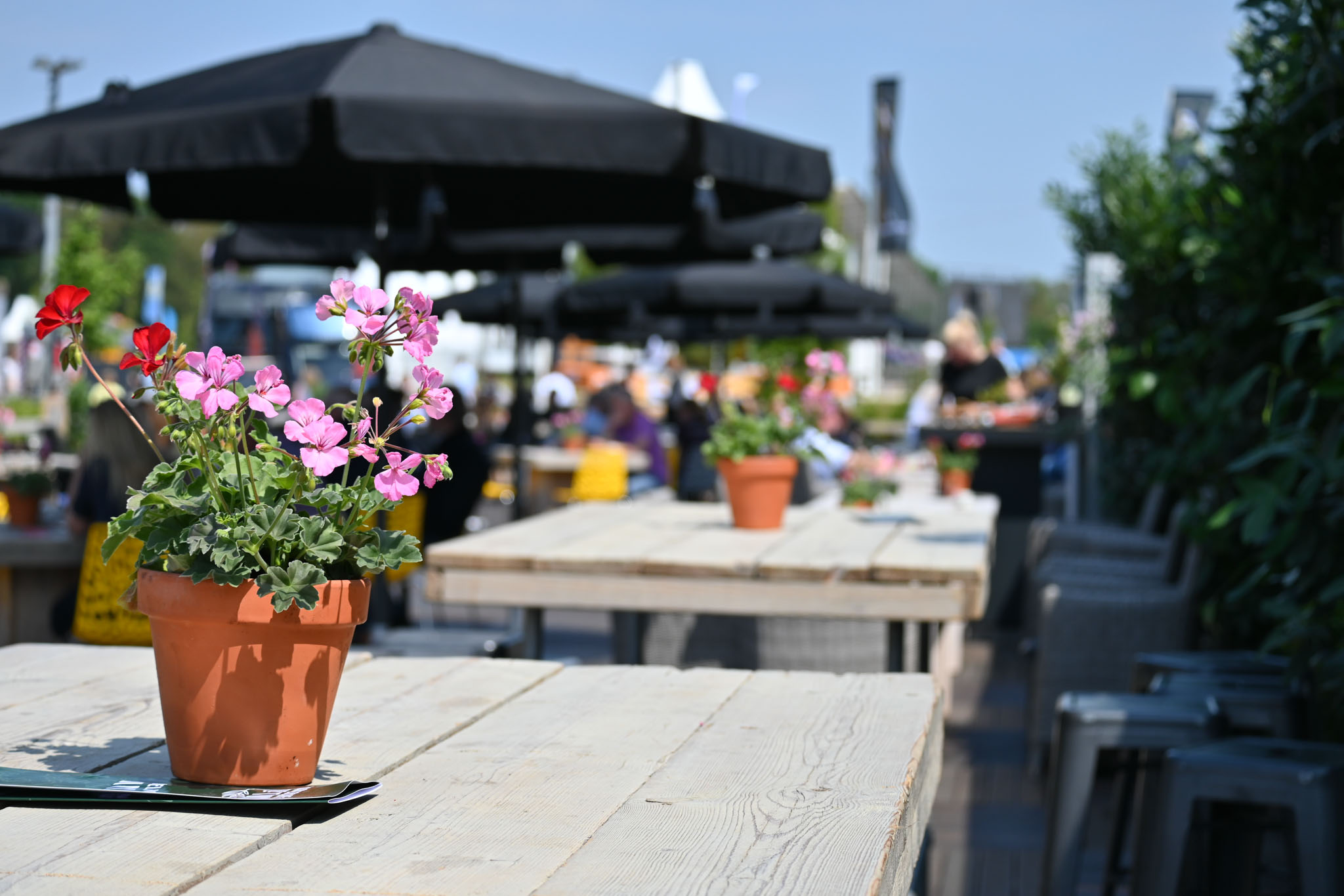 Sfeerimpressie terras bij CSI Twente.